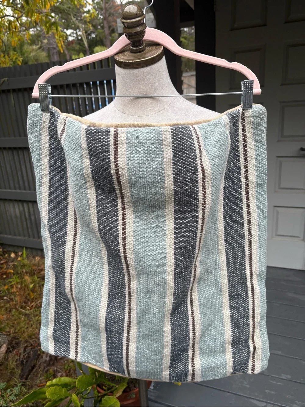 Pottery Barn Woven Blue and Gray Cotton Pillow Sham